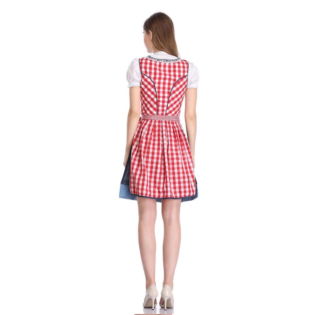 Women's Oktoberfest Beer Maid Dirndl Checked Dress – view 7