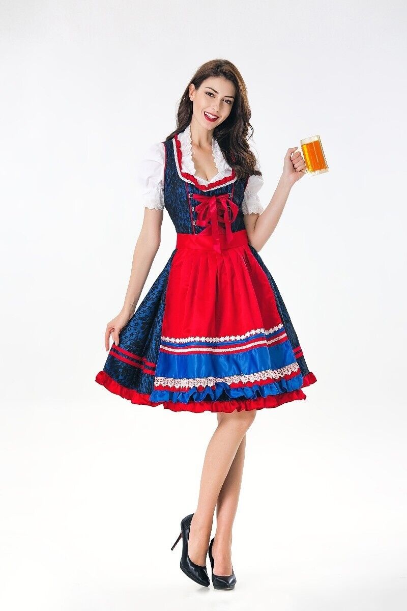 Women's Blue Lace Oktoberfest Dirndl Costume