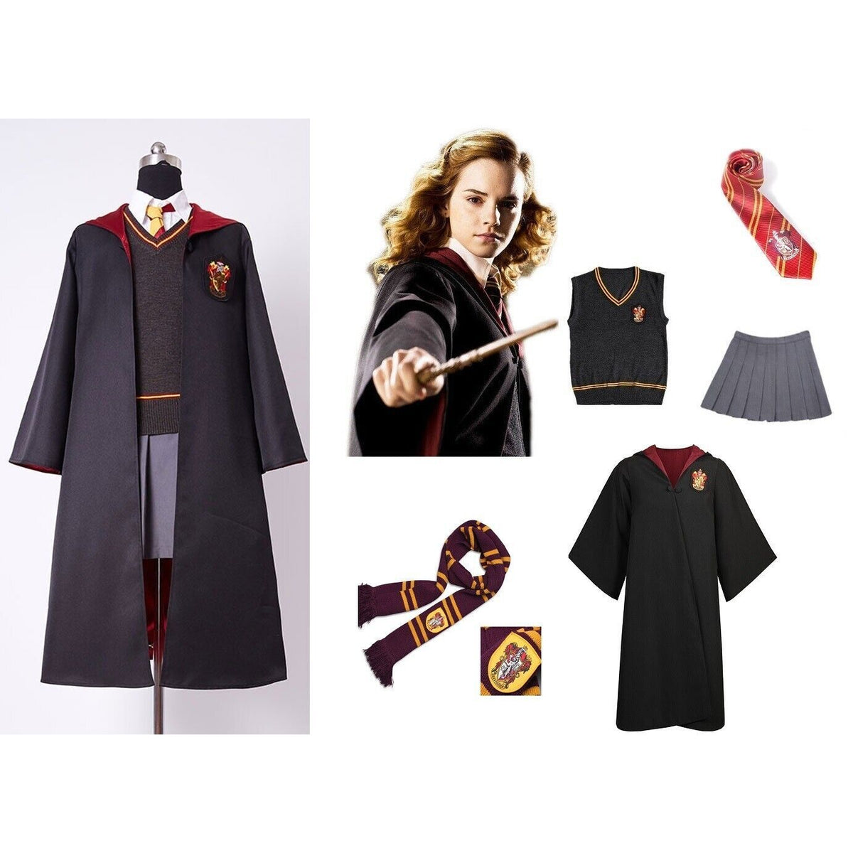 Burgundy Wizard School Robe Costume Set