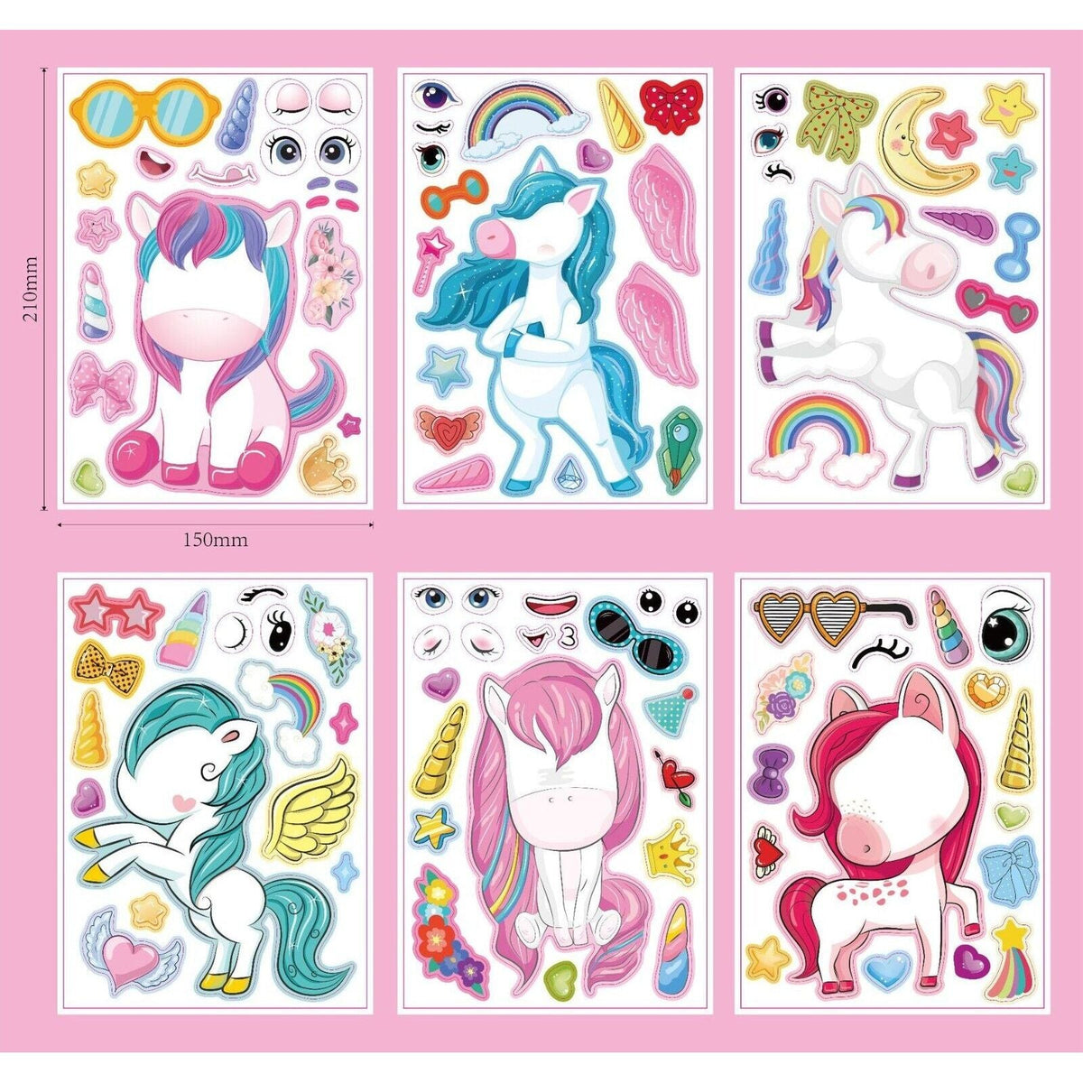 Unicorn Make-a-Face Sticker Sheets