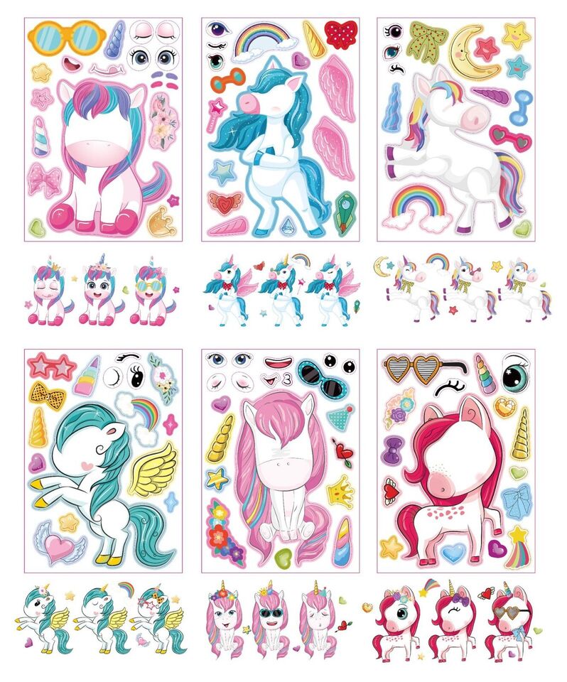 Unicorn Make-a-Face Sticker Sheets