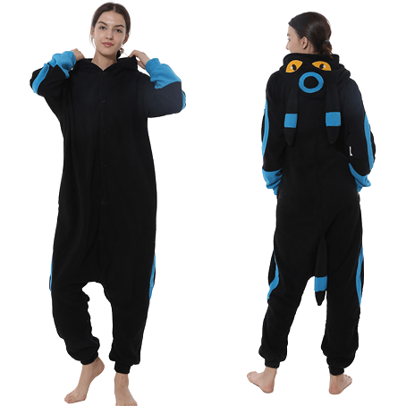 Shining Black Moon Fox Kigurumi Onesie Pyjamas