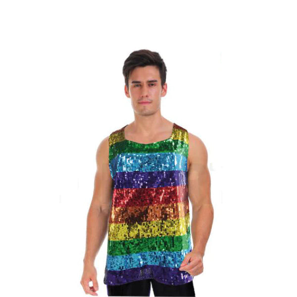 Adult Pride Rainbow Sequin Tank Top