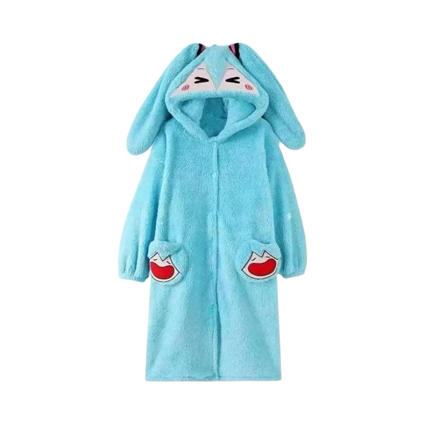 Teal Twin-Tail Idol Hooded Fleece Robe