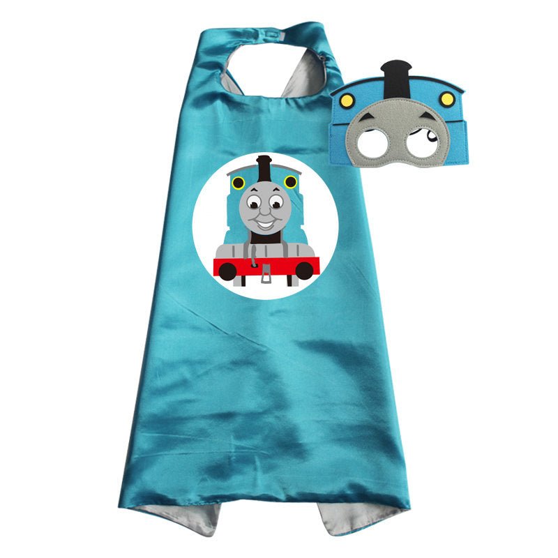 Kids Blue Train Engine Cape & Mask Set
