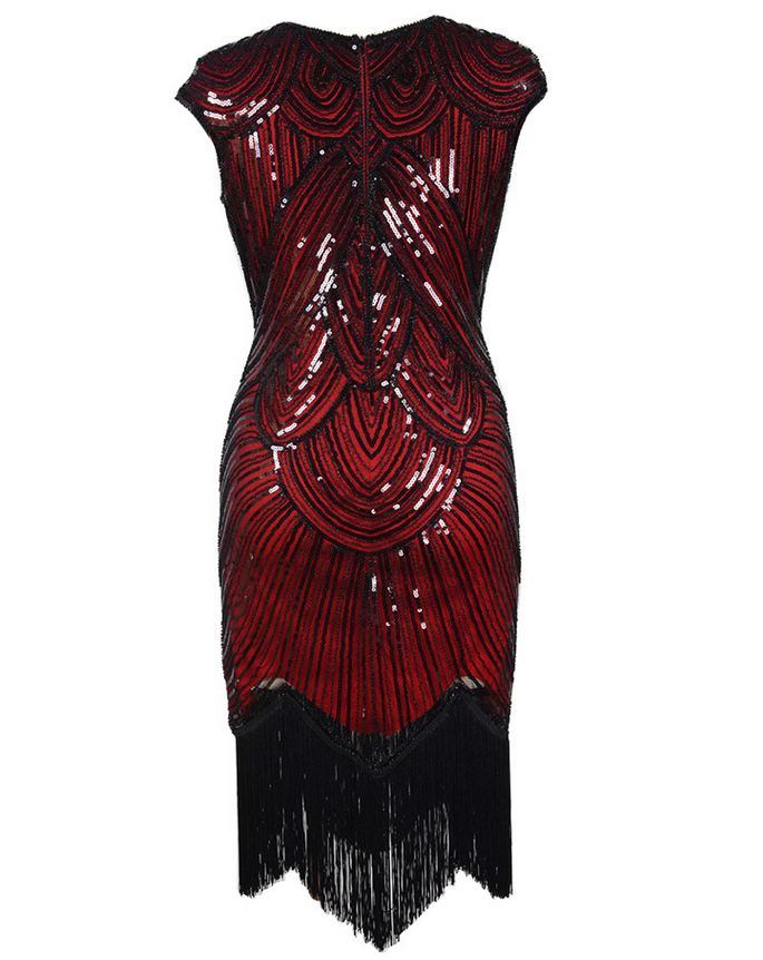 Women's Red Gatsby Sequin Flapper 1920s Charleston Dress – view 2